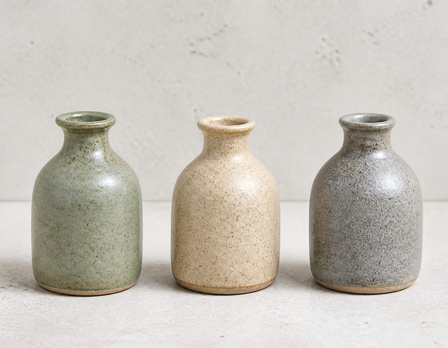 Stoneware Bud Vase Trio